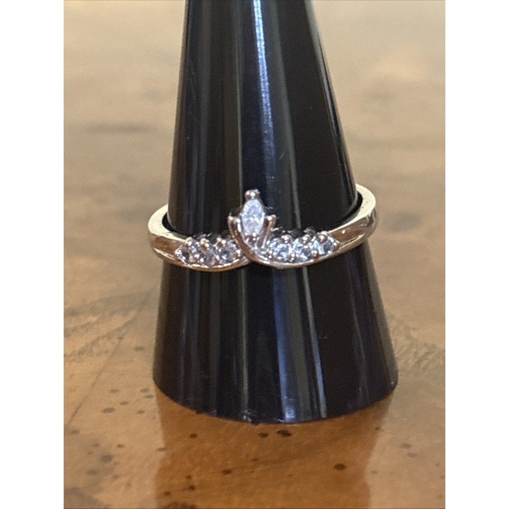 Silver Tone Marquise Ring w/ Jackets 3 Pc Set Size 11 by Avon No Box - Picture 4 of 6